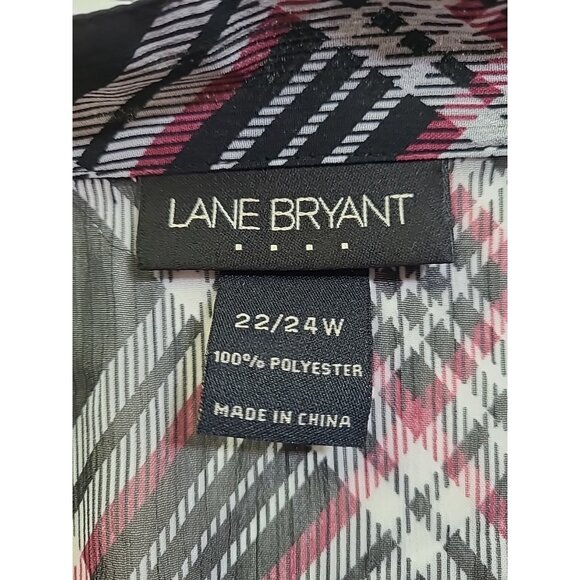 Lane Bryant Size 22/24 Black Plaid Ruffle Front Babydoll Blouse Top Sheer Preppy - Picture 12 of 13